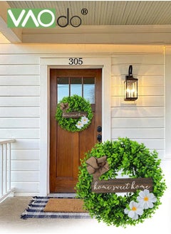 VAOdo Welcome Sign with Wreaths Artificial Flower Garland Door Porch Wall Decoration Door Wreath Wall Garland Decoration for Door Porch Wall Wedding Reception  - Image 1