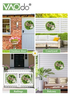 VAOdo Welcome Sign with Wreaths Artificial Flower Garland Door Porch Wall Decoration Door Wreath Wall Garland Decoration for Door Porch Wall Wedding Reception  - Image 5