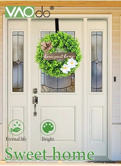 VAOdo Welcome Sign with Wreaths Artificial Flower Garland Door Porch Wall Decoration Door Wreath Wall Garland Decoration for Door Porch Wall Wedding Reception  - Image 3