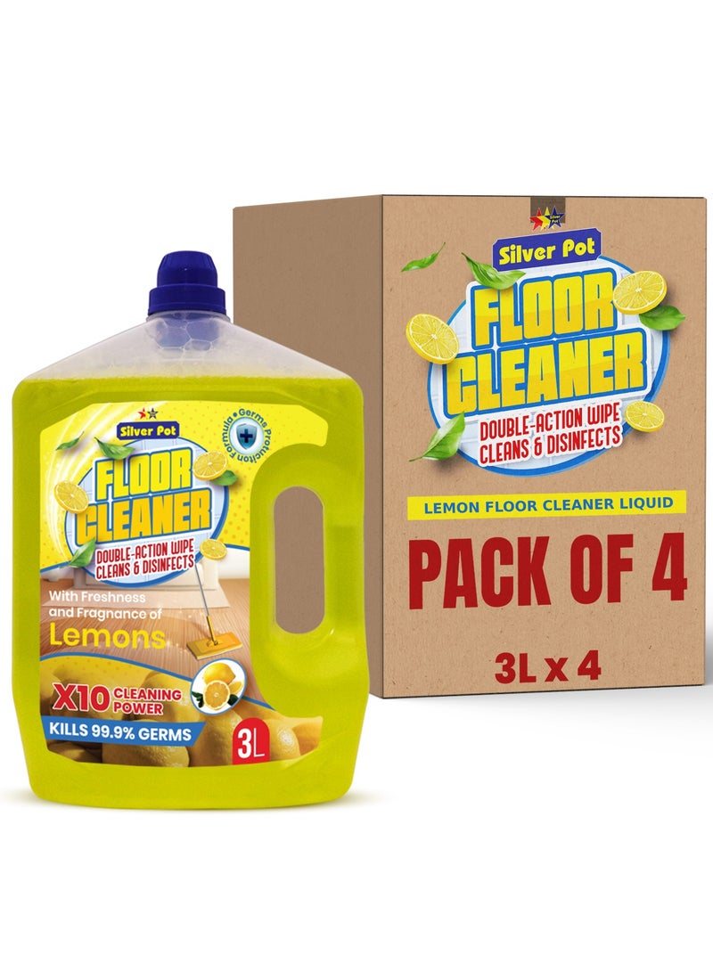 سائل تنظيف الأرضيات من سيلفر بوت 3 لتر بقوة الليمون (عبوة من 4)