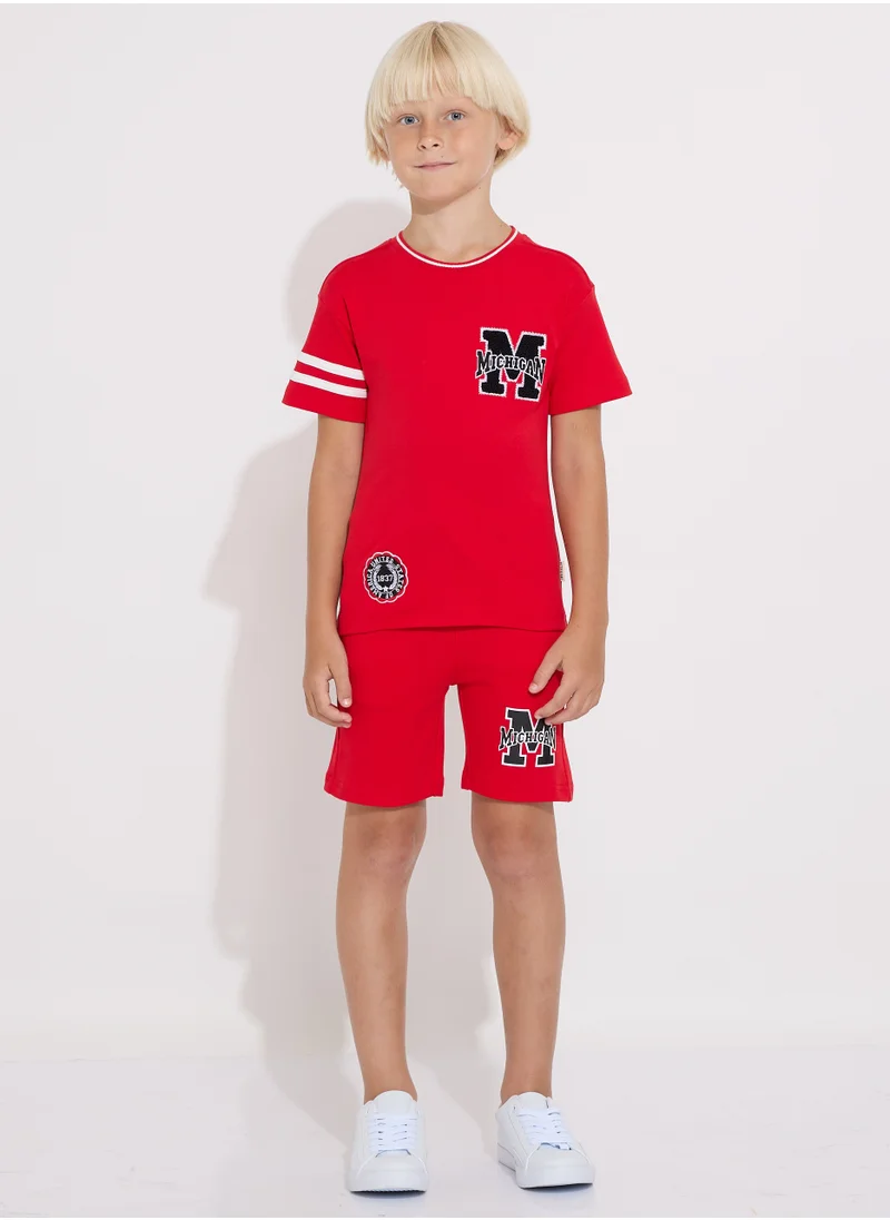 victor and jane Boys' Summer Outfit Set: 2-Piece T-Shirts & Shorts -Red (2-8 Years)