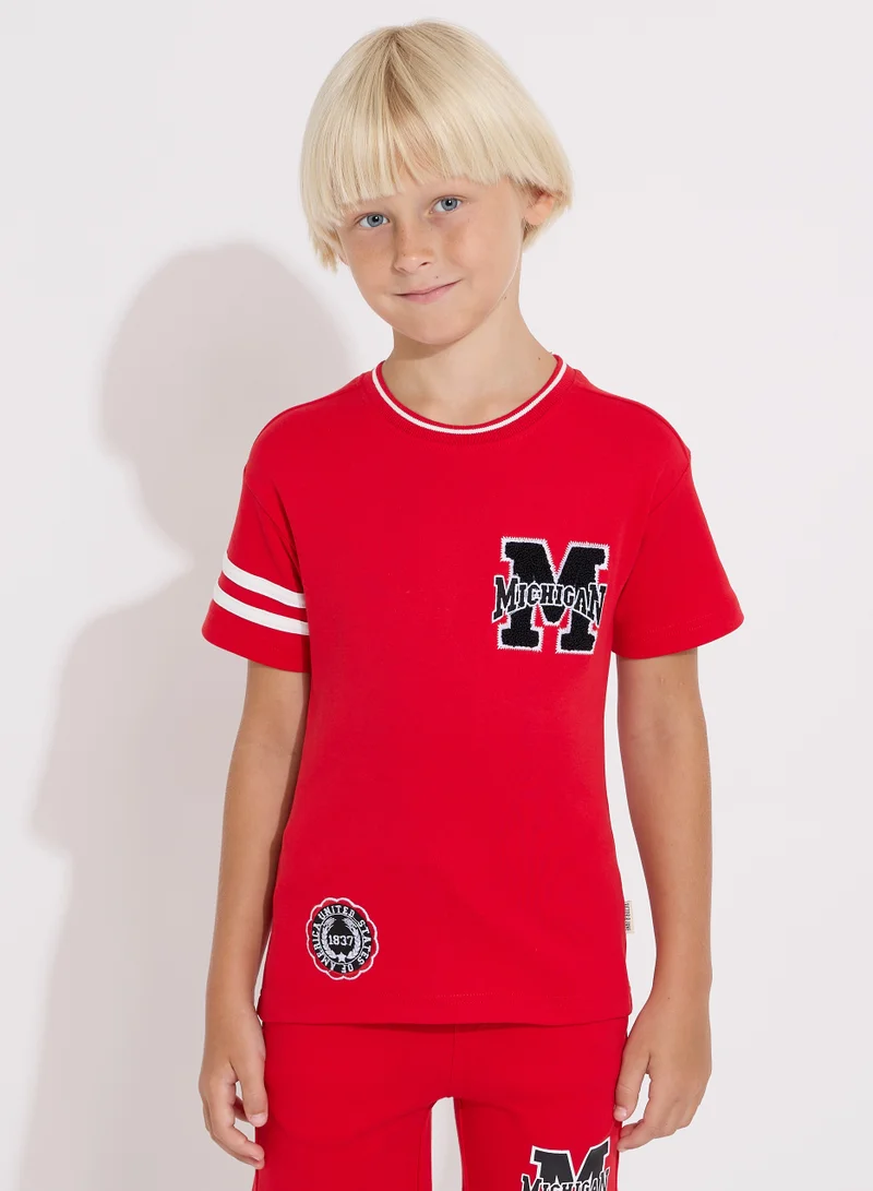victor and jane Boys' Summer Outfit Set: 2-Piece T-Shirts & Shorts -Red (2-8 Years)