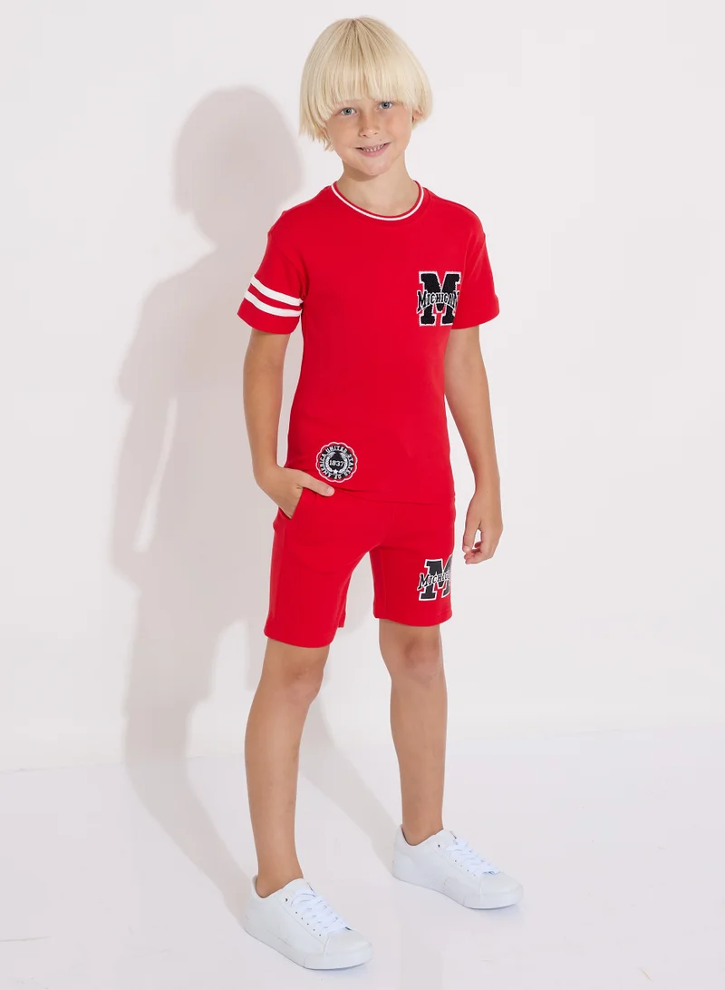 victor and jane Boys' Summer Outfit Set: 2-Piece T-Shirts & Shorts -Red (2-8 Years)