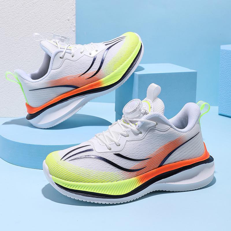 Tie-Free Style Breathable Shock Absorption Sneaker Swivel Buckle Men'S And Women'S Running Shoes Racing Primary School Students Running Shoes - Image 2