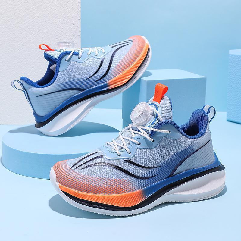 Tie-Free Style Breathable Shock Absorption Sneaker Swivel Buckle Men'S And Women'S Running Shoes Racing Primary School Students Running Shoes - Image 3