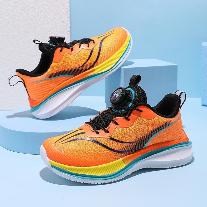 Tie-Free Style Breathable Shock Absorption Sneaker Swivel Buckle Men'S And Women'S Running Shoes Racing Primary School Students Running Shoes - Image 4