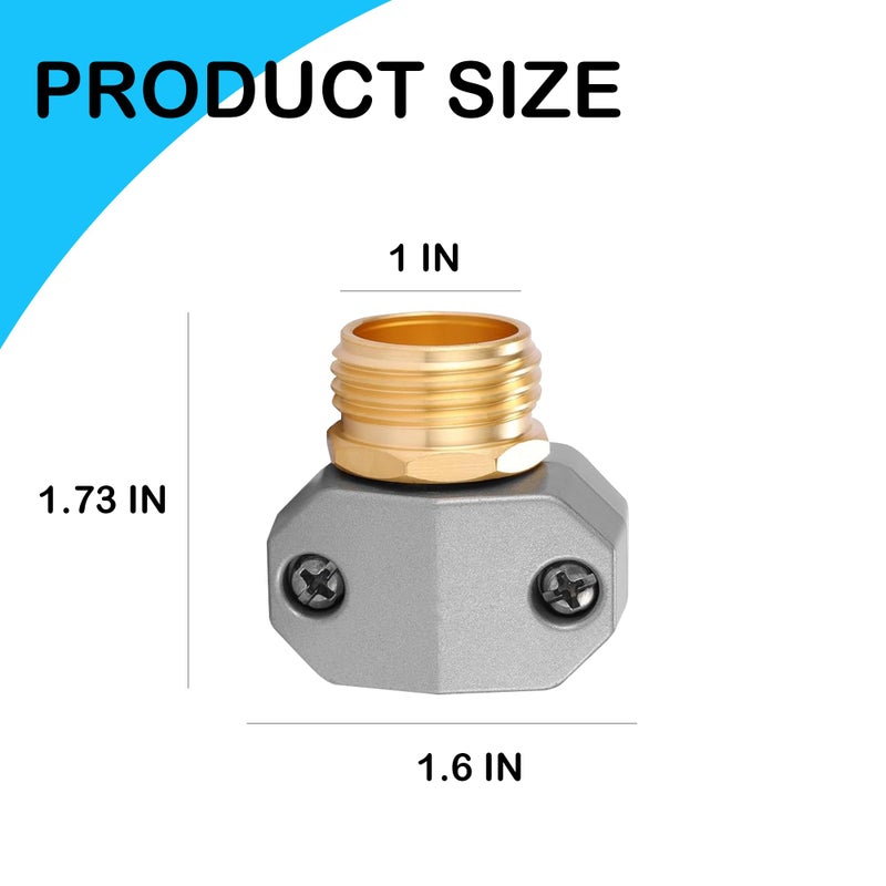 Hourleey Garden Hose Repair Fittings, Aluminum Male Coupling Menders with Zinc Clamps, Water Hose End Repair Connector for 3/4 Inch and 5/8 Inch, 2 Pack - Image 2