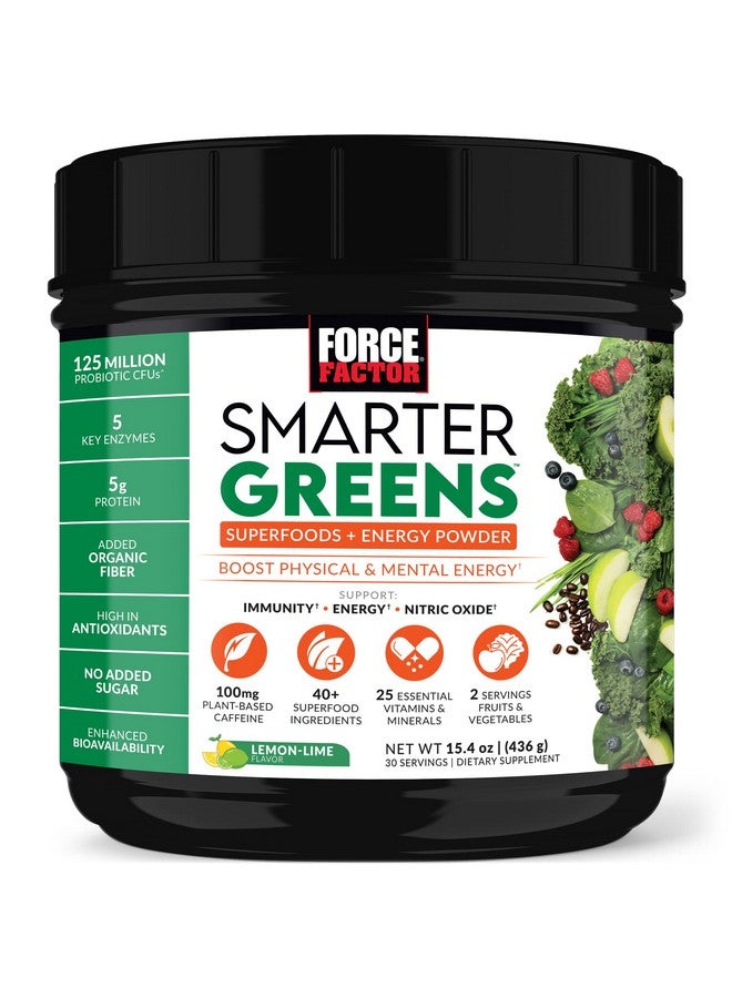 Force Factor Smarter Greens Superfoods + Energy Powder Greens Powder With Plantbased Caffeine Probiotics And Digestive Enzymes Superfood Powder To Boost Energy And Support Immunity 30 Servings - Image 1