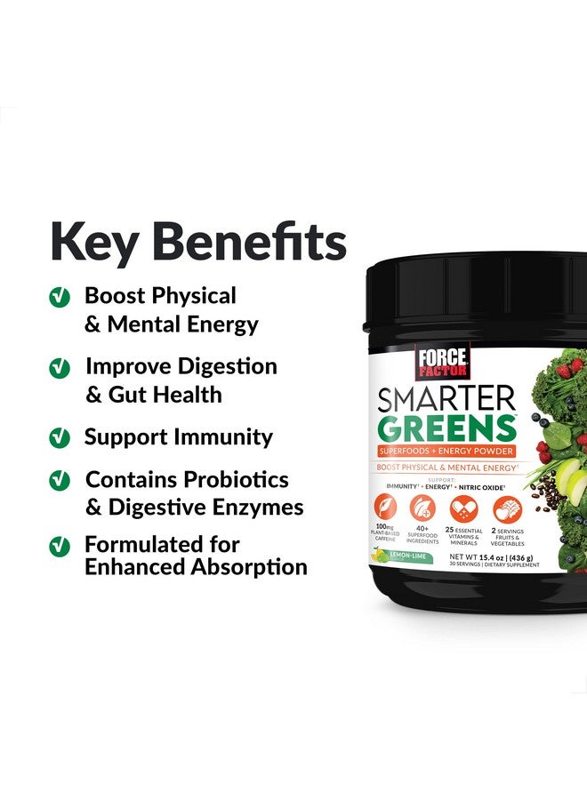 Force Factor Smarter Greens Superfoods + Energy Powder Greens Powder With Plantbased Caffeine Probiotics And Digestive Enzymes Superfood Powder To Boost Energy And Support Immunity 30 Servings - Image 3