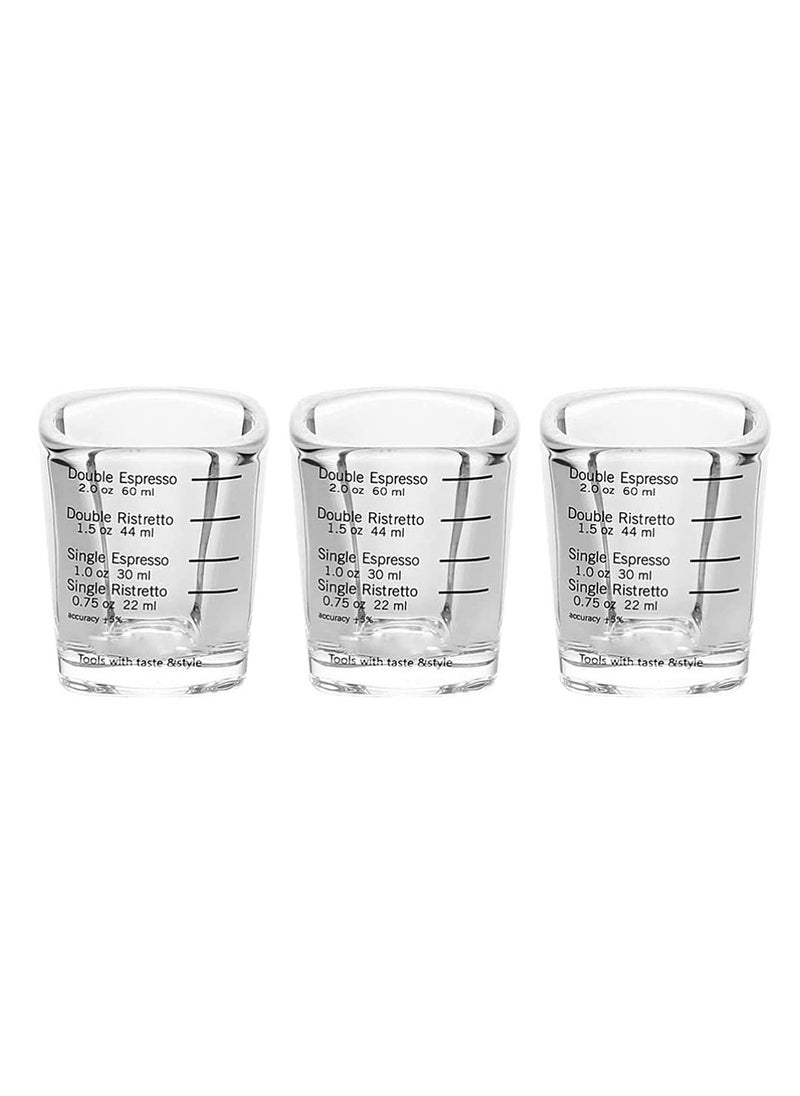 Excefore Coffee Measuring Cup,3 Pcs Glass Measuring Cup, Graduated Measuring Jug Kitchen Small Coffee Milk Creamer Jug Milk Coffee Espresso Barista Pitcher Baking Supplies (60 Milliliters)  - Image 1