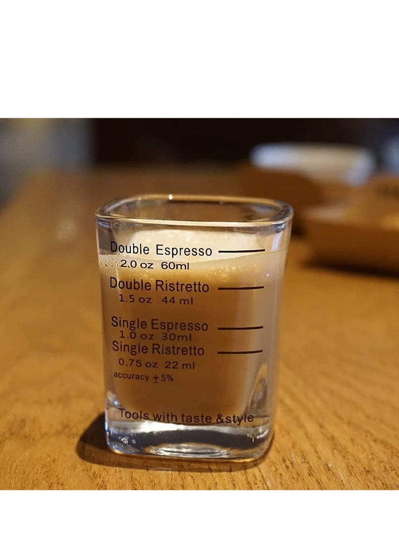 Excefore Coffee Measuring Cup,3 Pcs Glass Measuring Cup, Graduated Measuring Jug Kitchen Small Coffee Milk Creamer Jug Milk Coffee Espresso Barista Pitcher Baking Supplies (60 Milliliters)  - Image 3