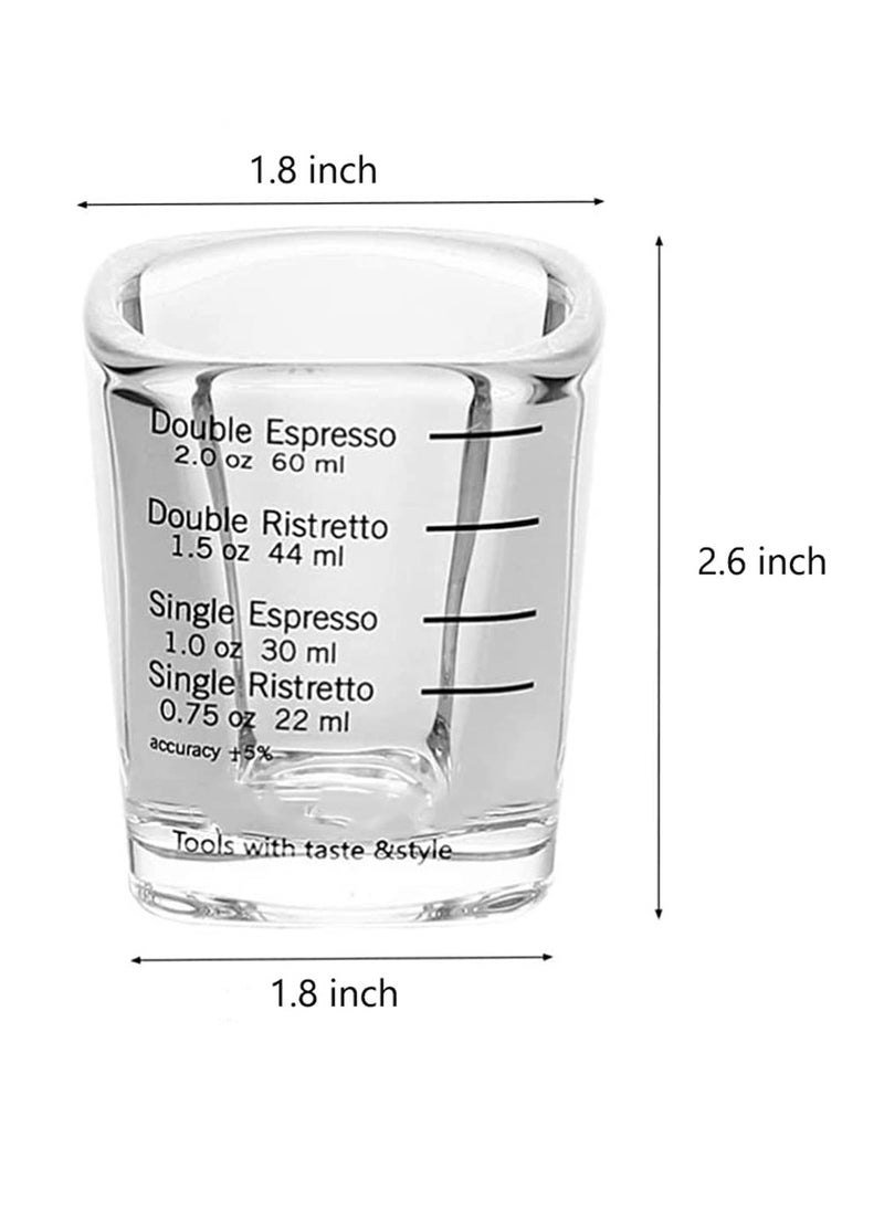 Excefore Coffee Measuring Cup,3 Pcs Glass Measuring Cup, Graduated Measuring Jug Kitchen Small Coffee Milk Creamer Jug Milk Coffee Espresso Barista Pitcher Baking Supplies (60 Milliliters)  - Image 2