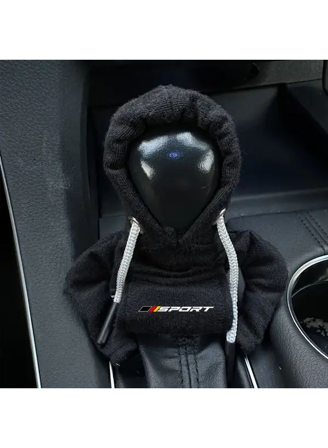 Black Manual Gear Shift Knob Cover Hoodie Sweater For Car - Image 4