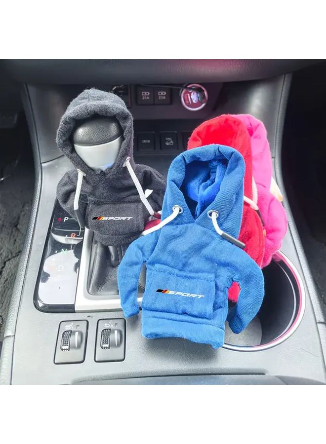 Black Manual Gear Shift Knob Cover Hoodie Sweater For Car - Image 3