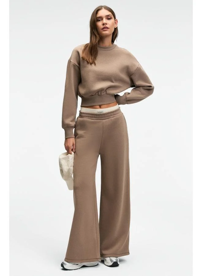 Grimelange ENAVIE Women's Oversized Waist Elastic Double Pocket Mauve Sweatpants.