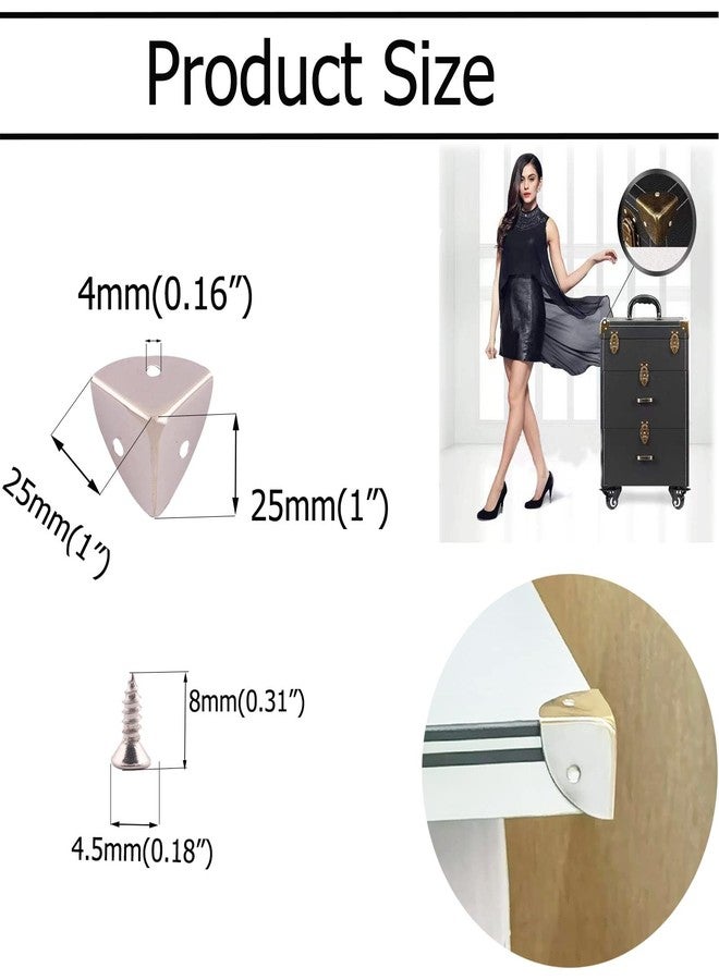 YEWIN Vintage Box Cabinet Corner Protection-Triangle Box Table Cabinet Corner with Screws Decorative Wood Box Edge Cover Safety Guard Furniture Corner Protector Bumpers (Silver-25mm-24pcs) - Image 3