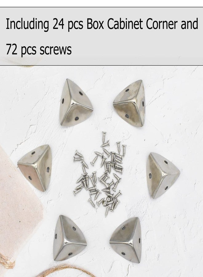 YEWIN Vintage Box Cabinet Corner Protection-Triangle Box Table Cabinet Corner with Screws Decorative Wood Box Edge Cover Safety Guard Furniture Corner Protector Bumpers (Silver-25mm-24pcs) - Image 4