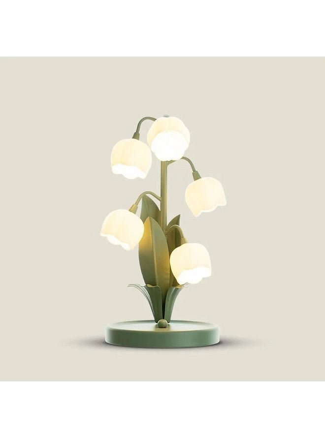 يليلاي وصلة USB ، مصباح طاولة الزهور الرجعي مع مصباح LED G4 ، مناسب لغرف النوم وغرف المعيشة وغرف الدراسة (ضوء دافئ) - Image 2