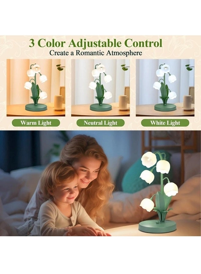 يليلاي وصلة USB ، مصباح طاولة الزهور الرجعي مع مصباح LED G4 ، مناسب لغرف النوم وغرف المعيشة وغرف الدراسة (ضوء دافئ) - Image 3
