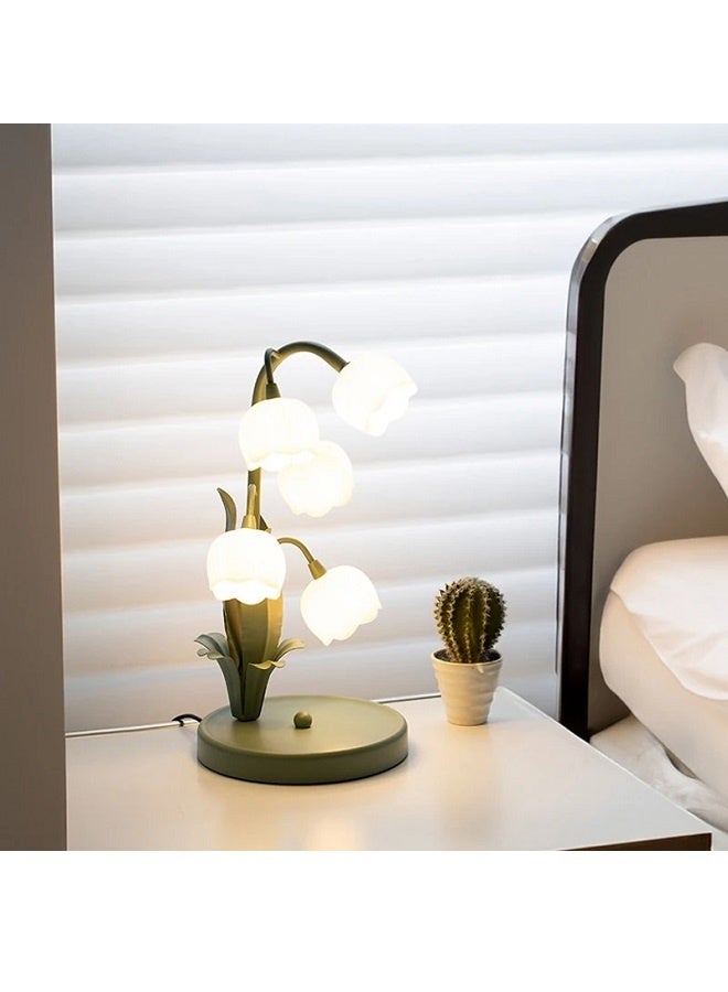 يليلاي وصلة USB ، مصباح طاولة الزهور الرجعي مع مصباح LED G4 ، مناسب لغرف النوم وغرف المعيشة وغرف الدراسة (ضوء دافئ) - Image 5