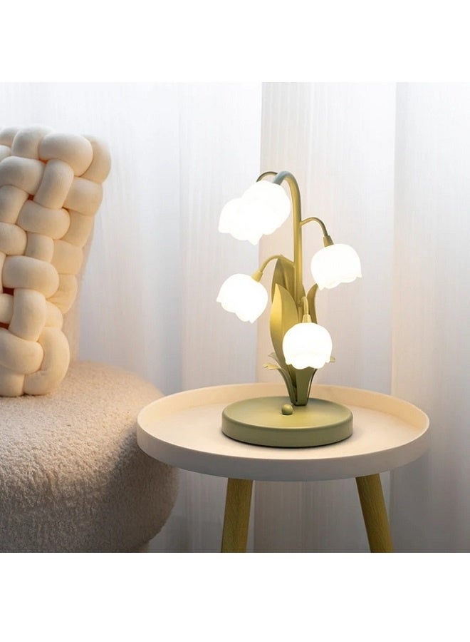 يليلاي وصلة USB ، مصباح طاولة الزهور الرجعي مع مصباح LED G4 ، مناسب لغرف النوم وغرف المعيشة وغرف الدراسة (ضوء دافئ) - Image 1