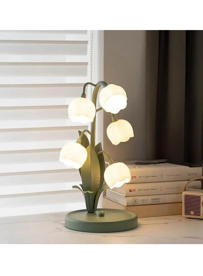 يليلاي وصلة USB ، مصباح طاولة الزهور الرجعي مع مصباح LED G4 ، مناسب لغرف النوم وغرف المعيشة وغرف الدراسة (ضوء دافئ) - Image 4