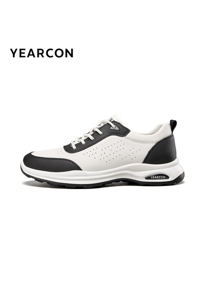 YEARCON Yierkang Men's Running Shoes With Velcro Strap, Stylish Cowhide Sports Casual Shoes 56451a White/black Size 42 - Image 3