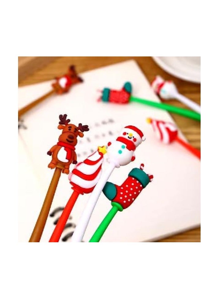 Christmas Pen Christmas Gel Ink Pen, Cartoon Ballpoint Pens Snowman Santa Claus Reindeer Christmas Tree 4pcs - Image 1