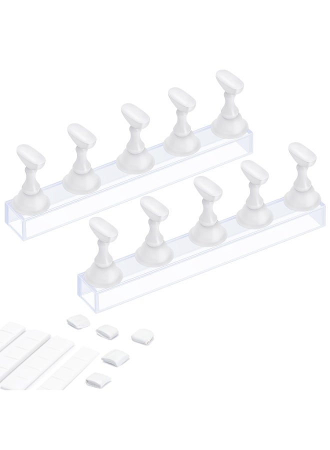 Etercycle Acrylic Nail Display Stand DIY Nail Crystal Holder Magnetic Practice Stands with Reusable Adhesive Putty Clay for False Nail Tip Manicure Tool 2 White - Image 2