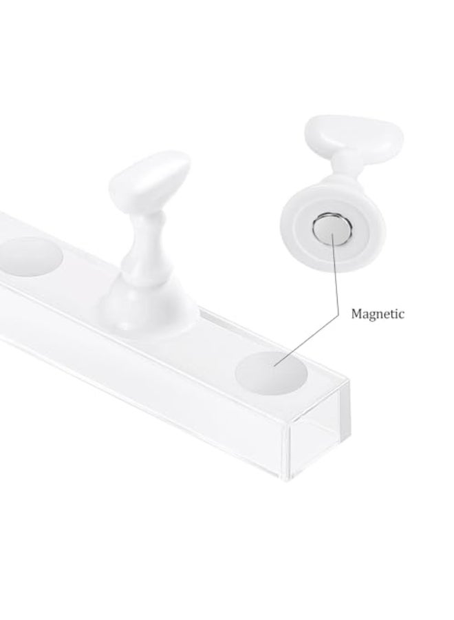 Etercycle Acrylic Nail Display Stand DIY Nail Crystal Holder Magnetic Practice Stands with Reusable Adhesive Putty Clay for False Nail Tip Manicure Tool 2 White - Image 3