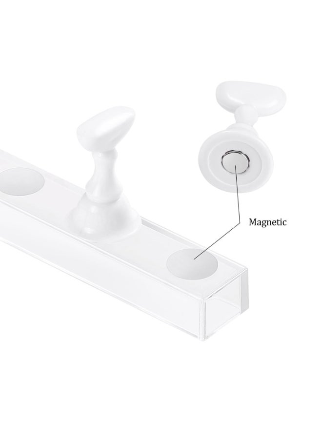 Etercycle Acrylic Nail Display Stand DIY Nail Crystal Holder Magnetic Practice Stands with Reusable Adhesive Putty Clay for False Nail Tip Manicure Tool 2 White - Image 4