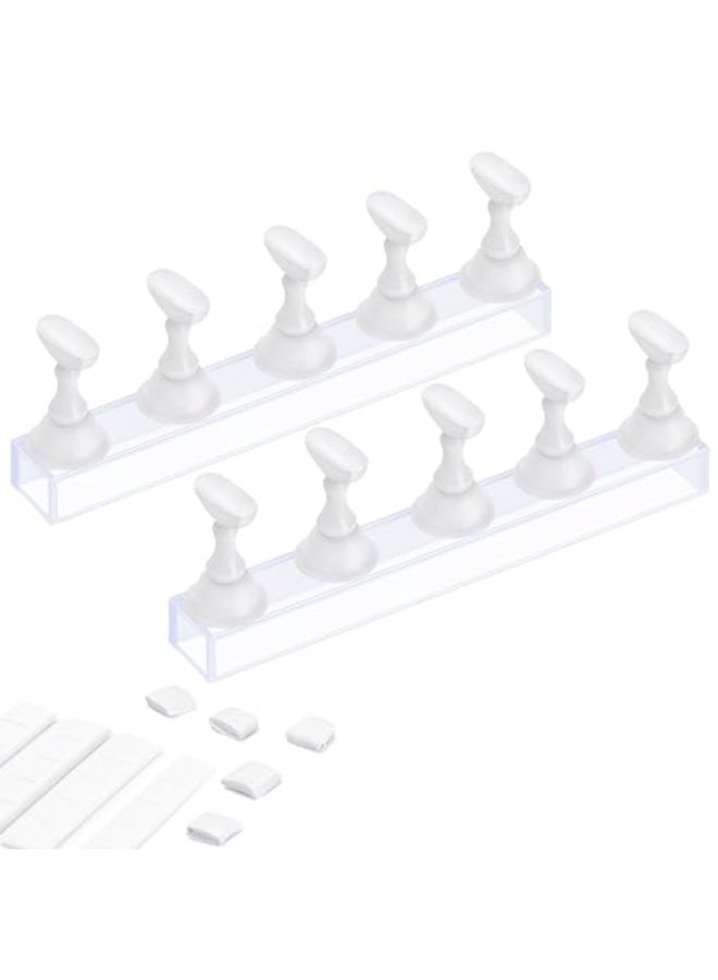 Etercycle Acrylic Nail Display Stand DIY Nail Crystal Holder Magnetic Practice Stands with Reusable Adhesive Putty Clay for False Nail Tip Manicure Tool 2 White - Image 1