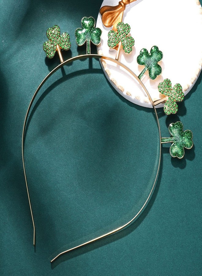 BVGA St. Patrick's Day Headband Festival Rhinestone Glitter Shamrock Hair Accessories Green Lucky Irish Clover Hair band Ornament for Women Girls Saint Patrick's Day Party Decorations Decor (shiny green - Image 4