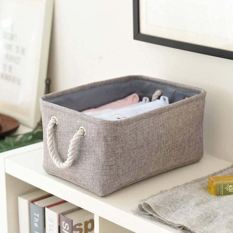 Sacyic Sacyic Storage Basket Fabric Sturdy Canvas Storage Bins Organizer with Handles for Clothes and Storage Foldable Storage Boxes Cubes - Image 2