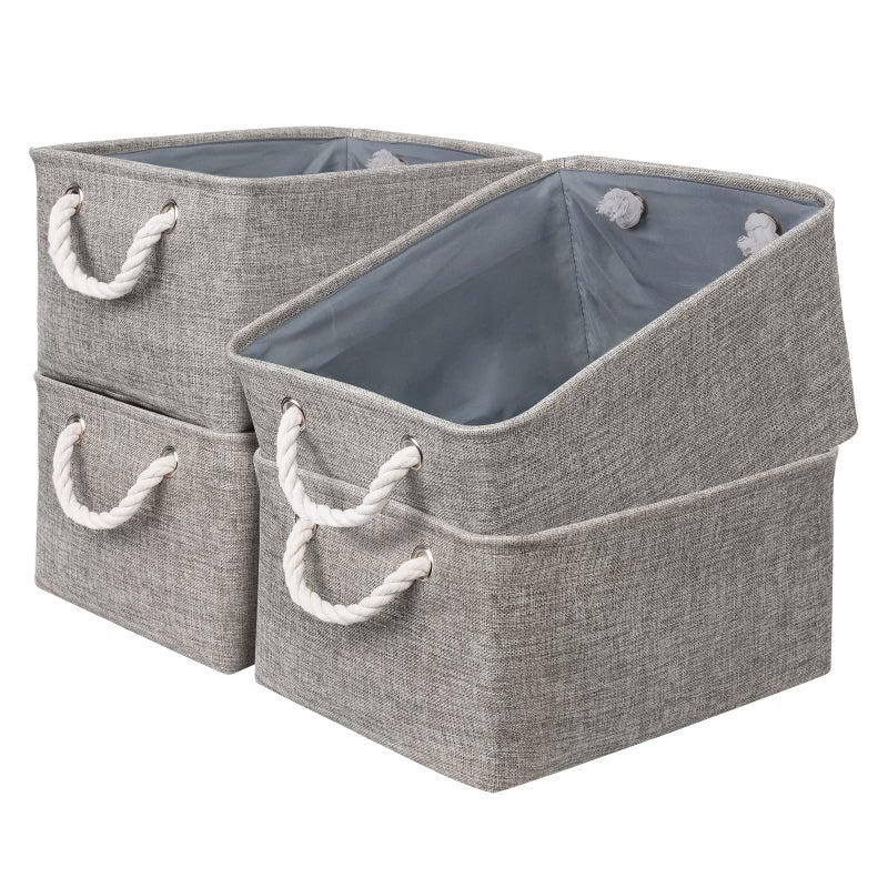 Sacyic Sacyic Storage Basket Fabric Sturdy Canvas Storage Bins Organizer with Handles for Clothes and Storage Foldable Storage Boxes Cubes - Image 1