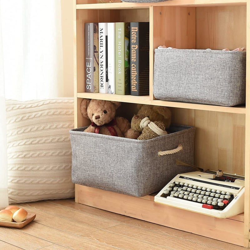 Sacyic Sacyic Storage Basket Fabric Sturdy Canvas Storage Bins Organizer with Handles for Clothes and Storage Foldable Storage Boxes Cubes - Image 3