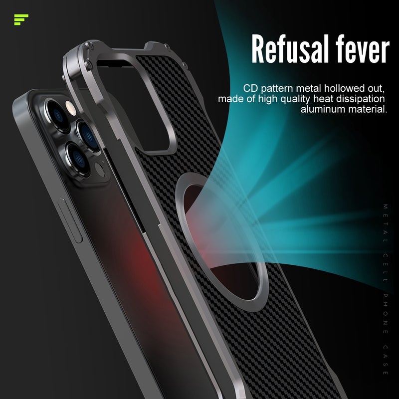 HuHa Case Cover For iPhone 13 Pro Max R-JUST RJ51 Hollow Shockproof Metal Protective Case (Dark Grey) - Image 5
