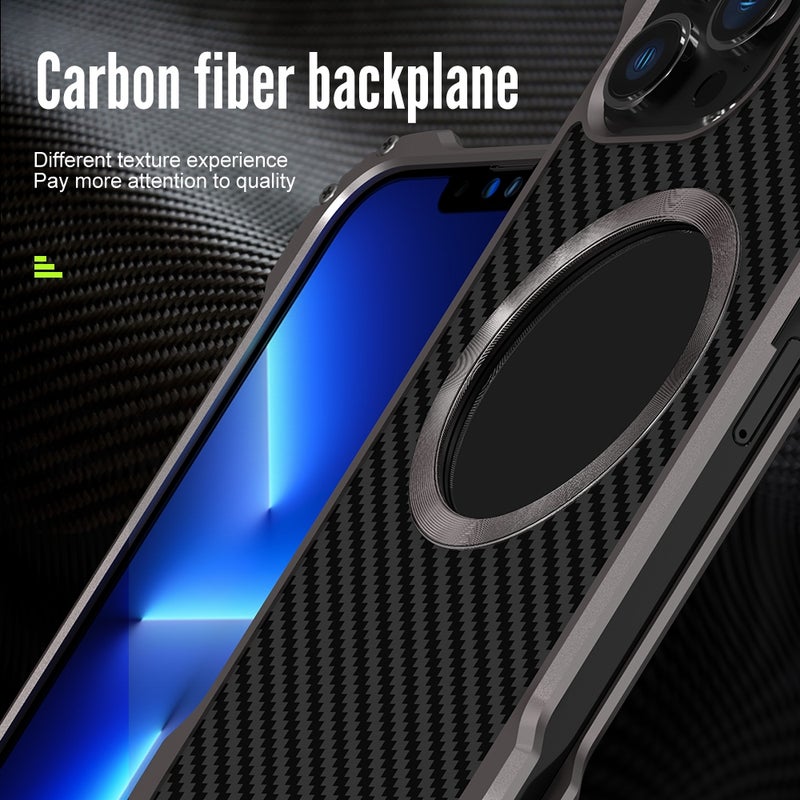 HuHa Case Cover For iPhone 13 Pro Max R-JUST RJ51 Hollow Shockproof Metal Protective Case (Dark Grey) - Image 3