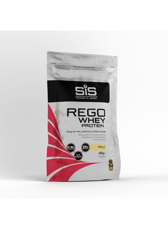 SIS Rego Whey Protein Powder | 22g Protein | 2.8g Leucine | Low Sugar & Calorie | Protein Shake | Maintain Muscle | Post Workout Recovery Drink | Vanilla Flavour | 15 Servings | 450g - Image 1