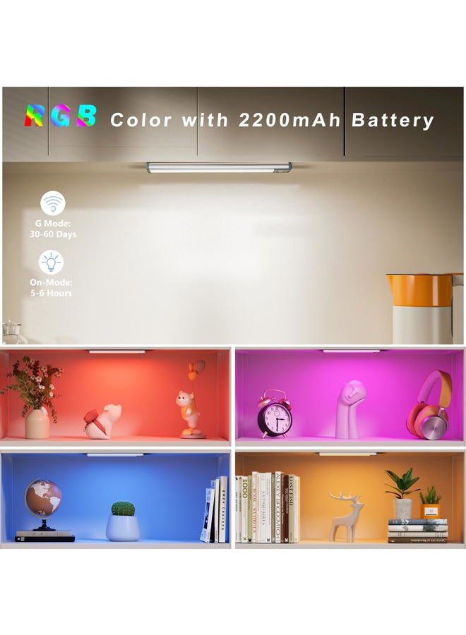 LEPOTEC Under-Unit Light Kitchen 45 LED with Motion Sensor, RGB Cabinet Lighting for Kitchen, USB-C Rechargeable Wardrobe Lighting, Dimmable Night Light for Bedroom, Pantry, Stairs - Image 2