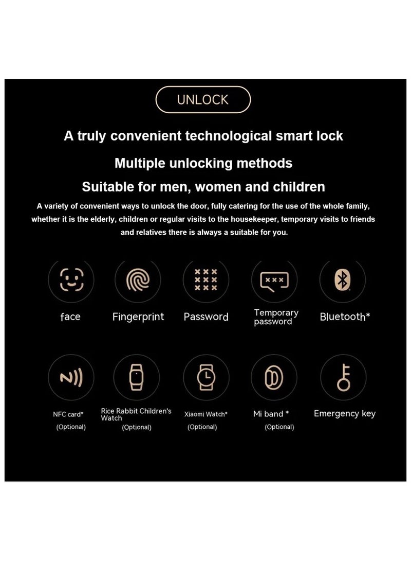 Xiaomi Smart Door Lock M20 Pro AI 3D Face Recognition Door Lock Visual Large Screen Smart Home Fingerprint Door Lock