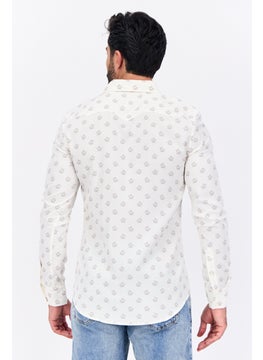 Wrangler Men Regular Fit Allover Print Long Sleeves Casual Shirt, Beige  - Image 4