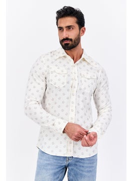 Wrangler Men Regular Fit Allover Print Long Sleeves Casual Shirt, Beige  - Image 1