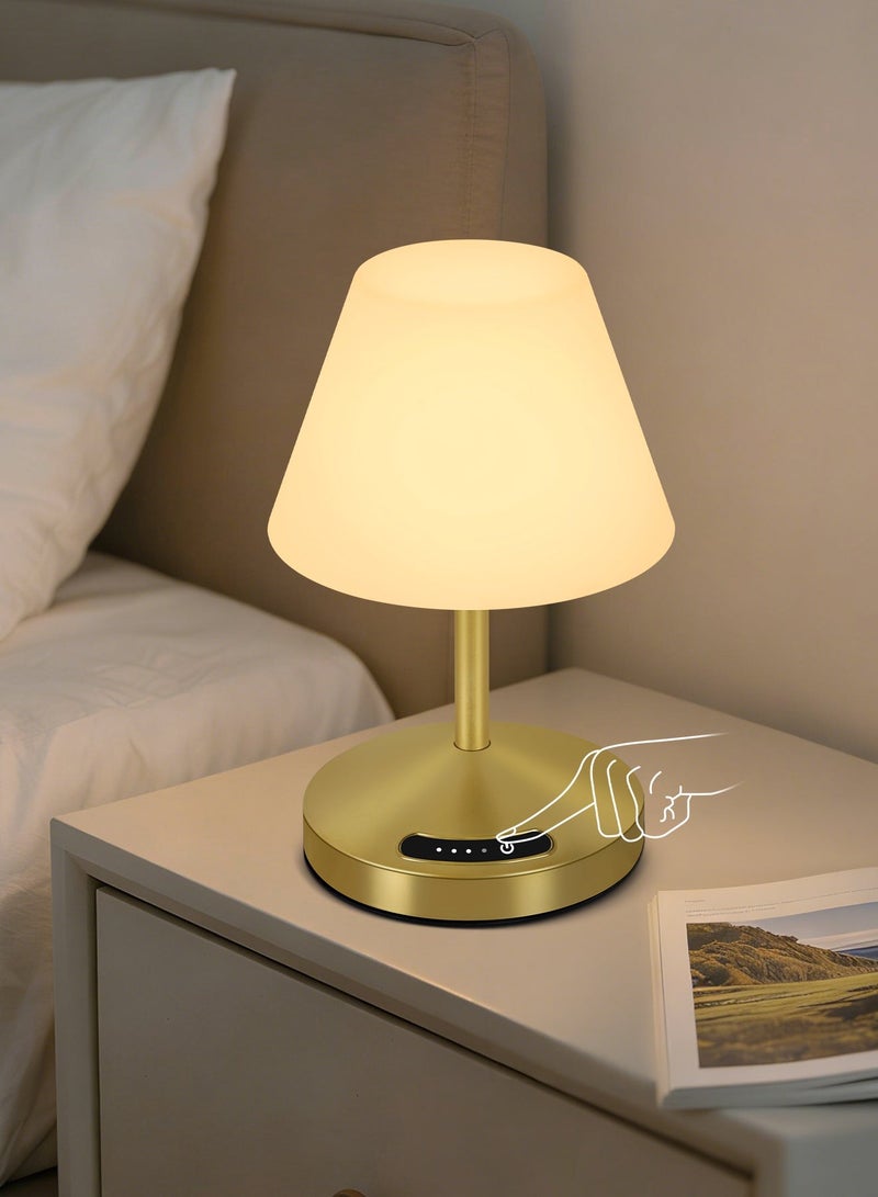 OUTON Touch Control LED Table Lamp – Rechargeable & Cordless with 3-Color Dimmable Light & Stepless Dimming, Waterproof, Memory Function,Battery Indicator &USB Charging – Modern Portable Table Lamp for Bedroom, Dining Table, Office, and Reading – Elegant Gift for Home Decor - Image 1
