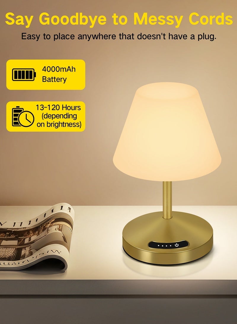 OUTON Touch Control LED Table Lamp – Rechargeable & Cordless with 3-Color Dimmable Light & Stepless Dimming, Waterproof, Memory Function,Battery Indicator &USB Charging – Modern Portable Table Lamp for Bedroom, Dining Table, Office, and Reading – Elegant Gift for Home Decor - Image 4