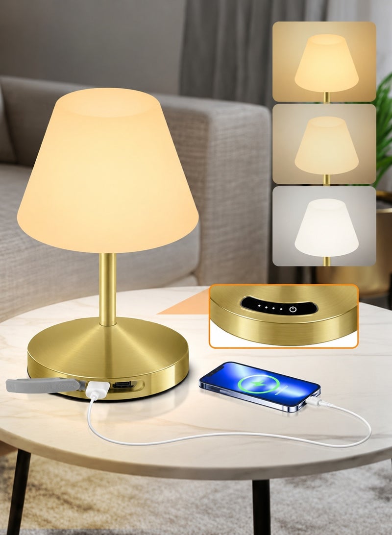 OUTON Touch Control LED Table Lamp – Rechargeable & Cordless with 3-Color Dimmable Light & Stepless Dimming, Waterproof, Memory Function,Battery Indicator &USB Charging – Modern Portable Table Lamp for Bedroom, Dining Table, Office, and Reading – Elegant Gift for Home Decor - Image 1