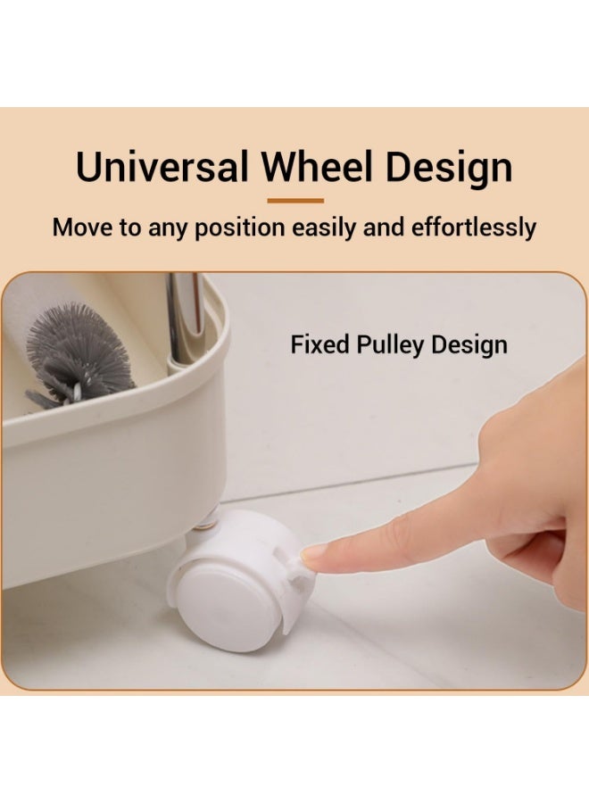 Multi-level kitchen waste sorting bin with lid and wheels – separates wet and dry waste (Color: White) - Image 4