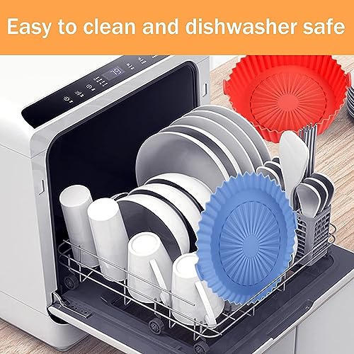 HOME SKILL® Air Fryer Accessories Liners Pot I Round Silicone Basket Baking Tray I Nonstick Reusable Heat Resistant Cooking Oven Insert Accessories | Multicolor (8 inch) Pack of-2 - Image 4
