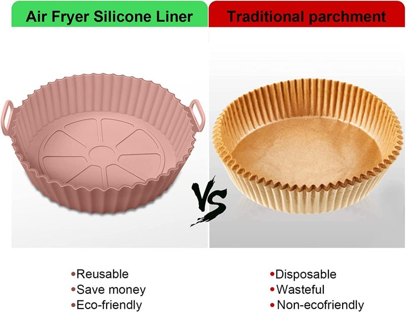 HOME SKILL® Air Fryer Accessories Liners Pot I Round Silicone Basket Baking Tray I Nonstick Reusable Heat Resistant Cooking Oven Insert Accessories | Multicolor (8 inch) Pack of-2 - Image 5