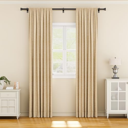 YaFex Curtain Rods 2 Pack 32-84 Inch, Heavy Duty 1 Inch Curtain Rod, Black Long Adjustable Window Treatment Rods, Modern Design, Easy Installation - Image 2